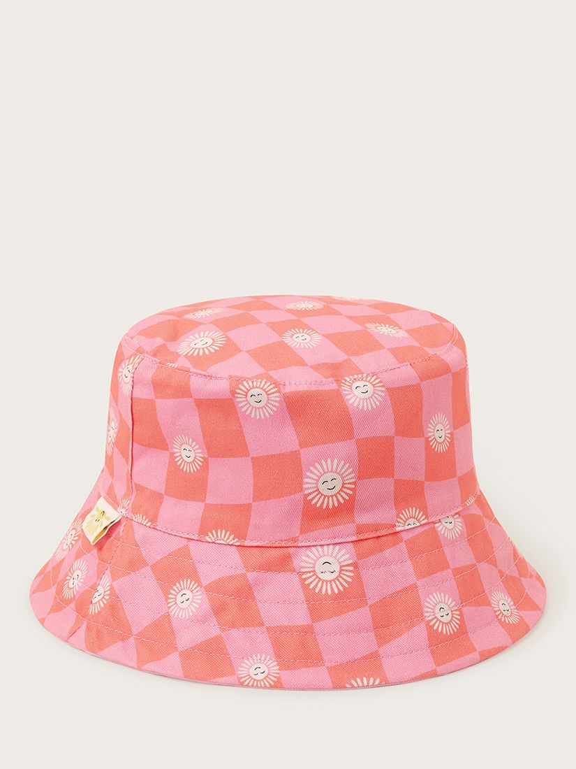 Buy Monsoon Kids' Sun Checkerboard Reversible Bucket Hat, Pink/Multi Online at johnlewis.com