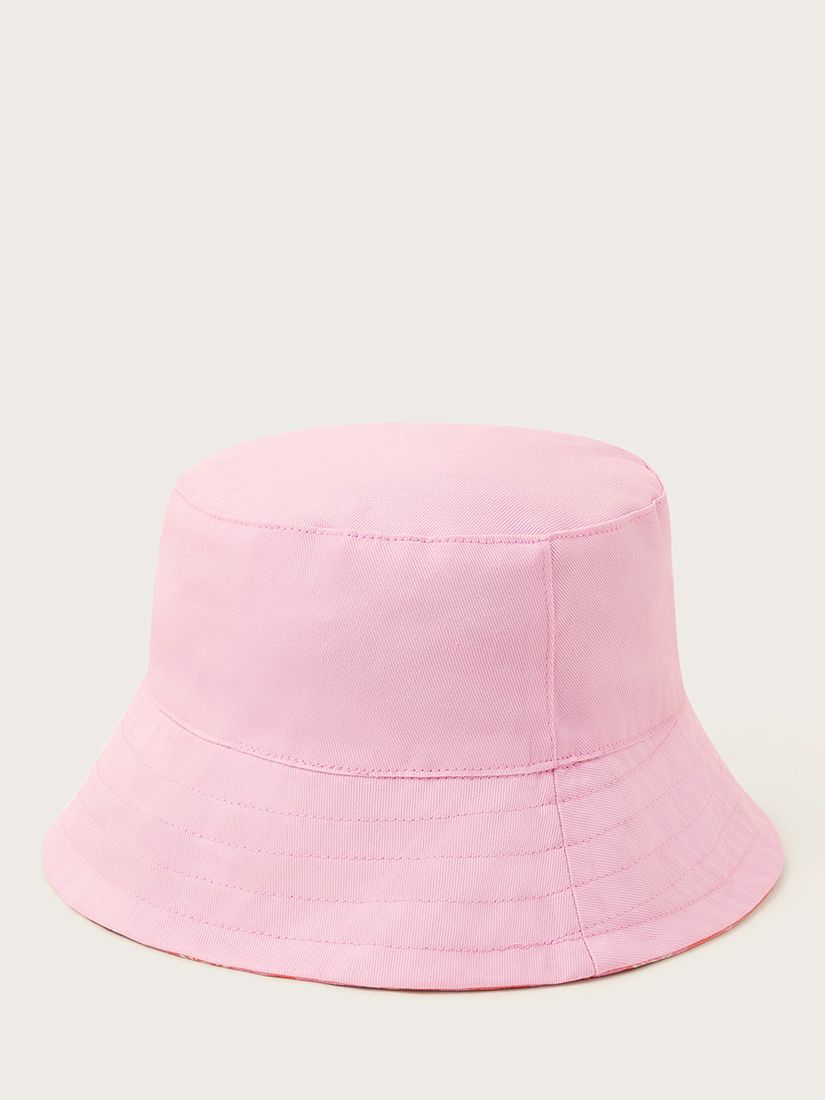 Monsoon Kids' Sun Checkerboard Reversible Bucket Hat, Pink/Multi, 3-6 years
