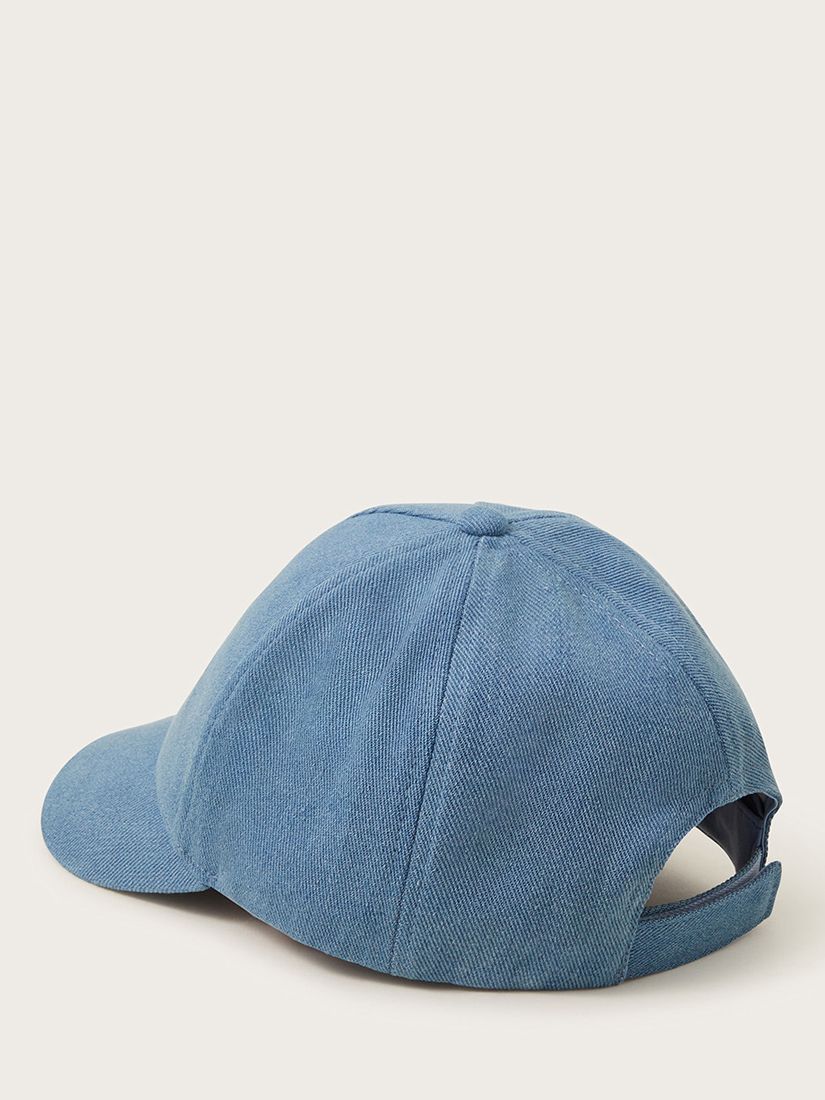 Monsoon Kids' Embroidered Washed Denim Cap, Blue, 3-6 years