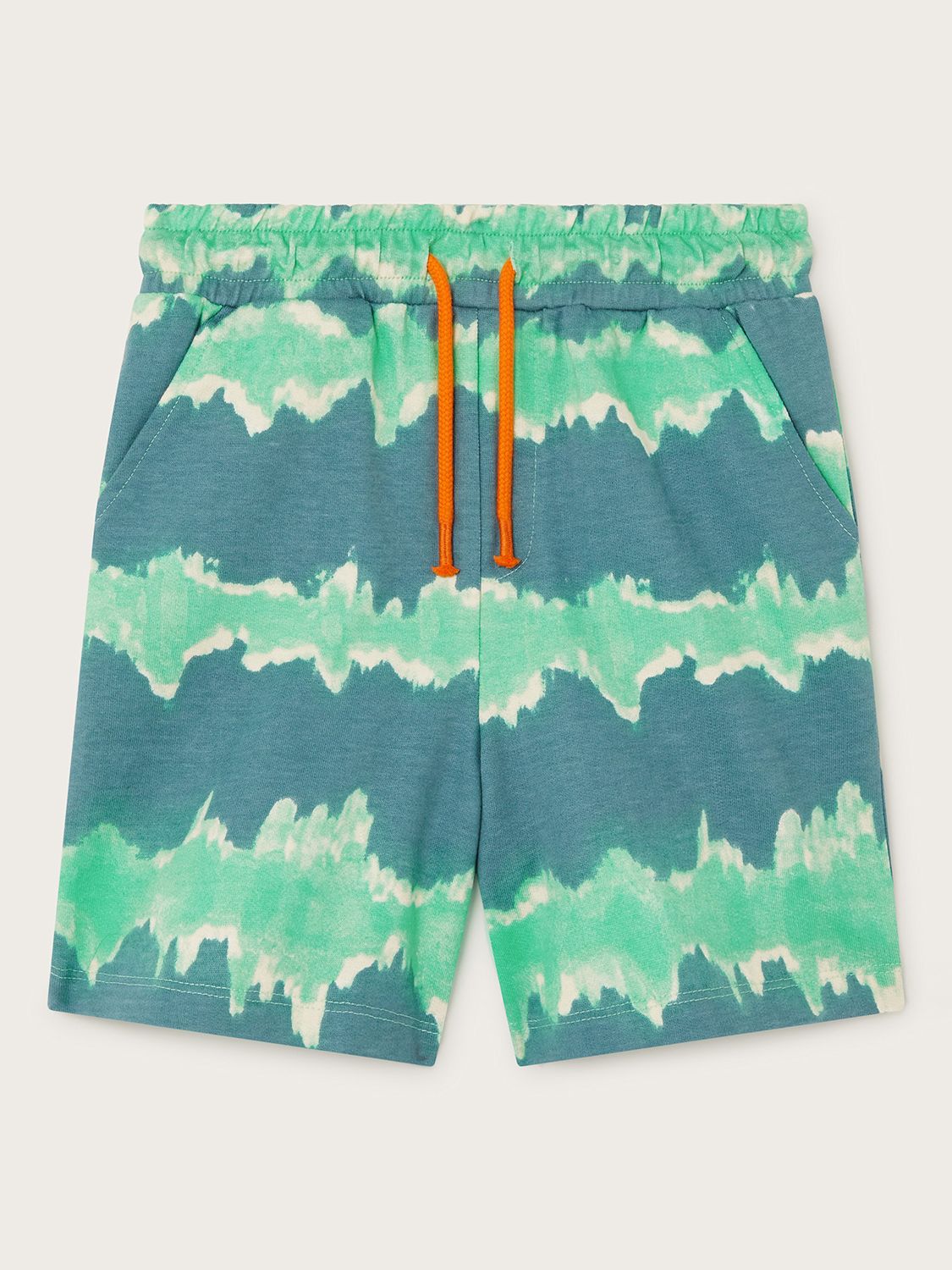 Monsoon Kids' Stripe Tie Dye Drawstring Shorts, Green/Multi, 3-4 years