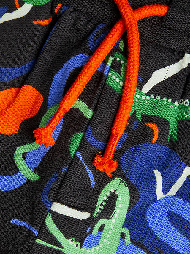 Monsoon Kids' Skateboarding Crocodile Print Shorts, Black/Multi