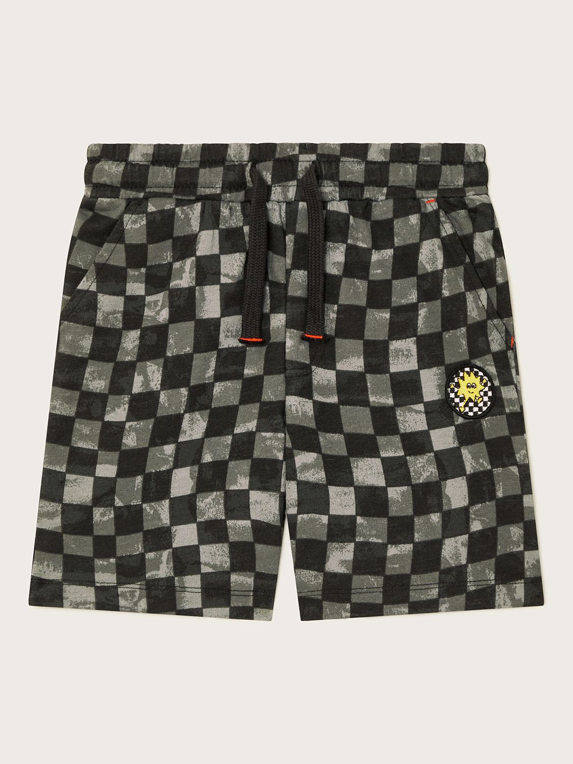 Monsoon Kids' Checkerboard Drawstring Shorts, Black/Multi, 3-4 years