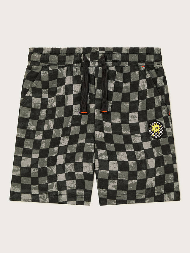 Monsoon Kids' Checkerboard Drawstring Shorts, Black/Multi