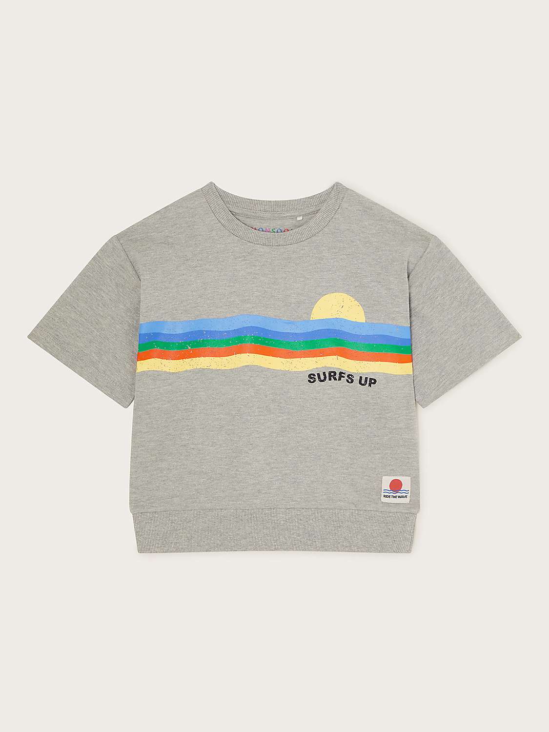 Buy Monsoon Kids' Surfs Up Short Sleeve Sweatshirt, Grey Online at johnlewis.com