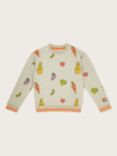 Monsoon Kids' Fruit & Veg Print Sweatshirt, Grey/Multi, Grey/Multi