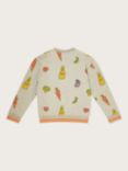 Monsoon Kids' Fruit & Veg Print Sweatshirt, Grey/Multi, Grey/Multi