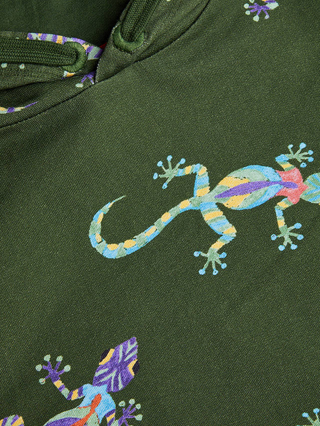 Monsoon Kids' Gecko Print Hoodie, Khaki