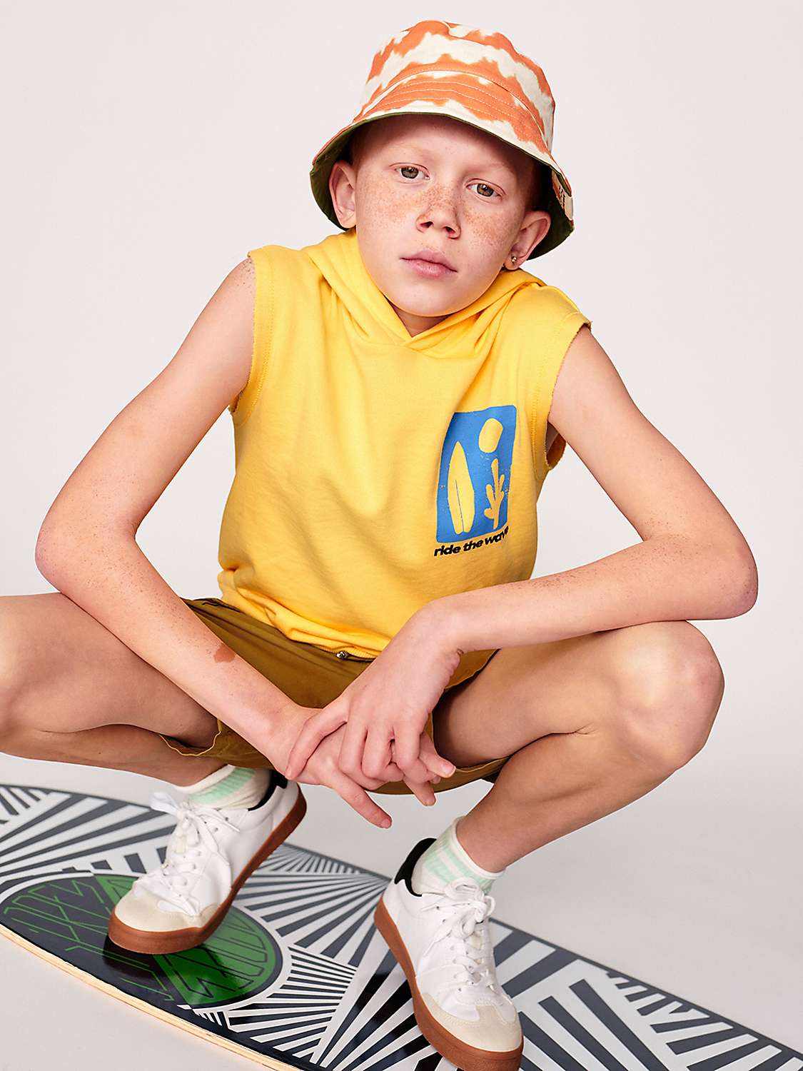 Buy Monsoon Kids' Ride The Wave Graphic Sleeveless Hoodie, Yellow Online at johnlewis.com