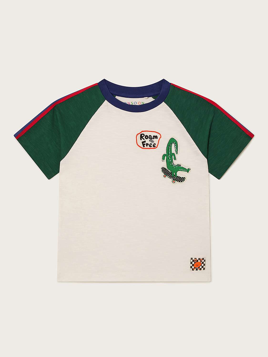 Buy Monsoon Kids' Sporty Croc Raglan Sleeve T-Shirt, White/Multi Online at johnlewis.com