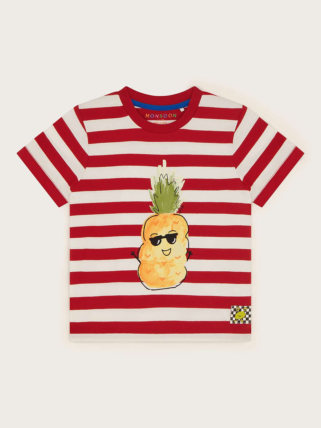 Buy Monsoon Kids' Pineapple Stripe T-Shirt, Red/Multi Online at johnlewis.com