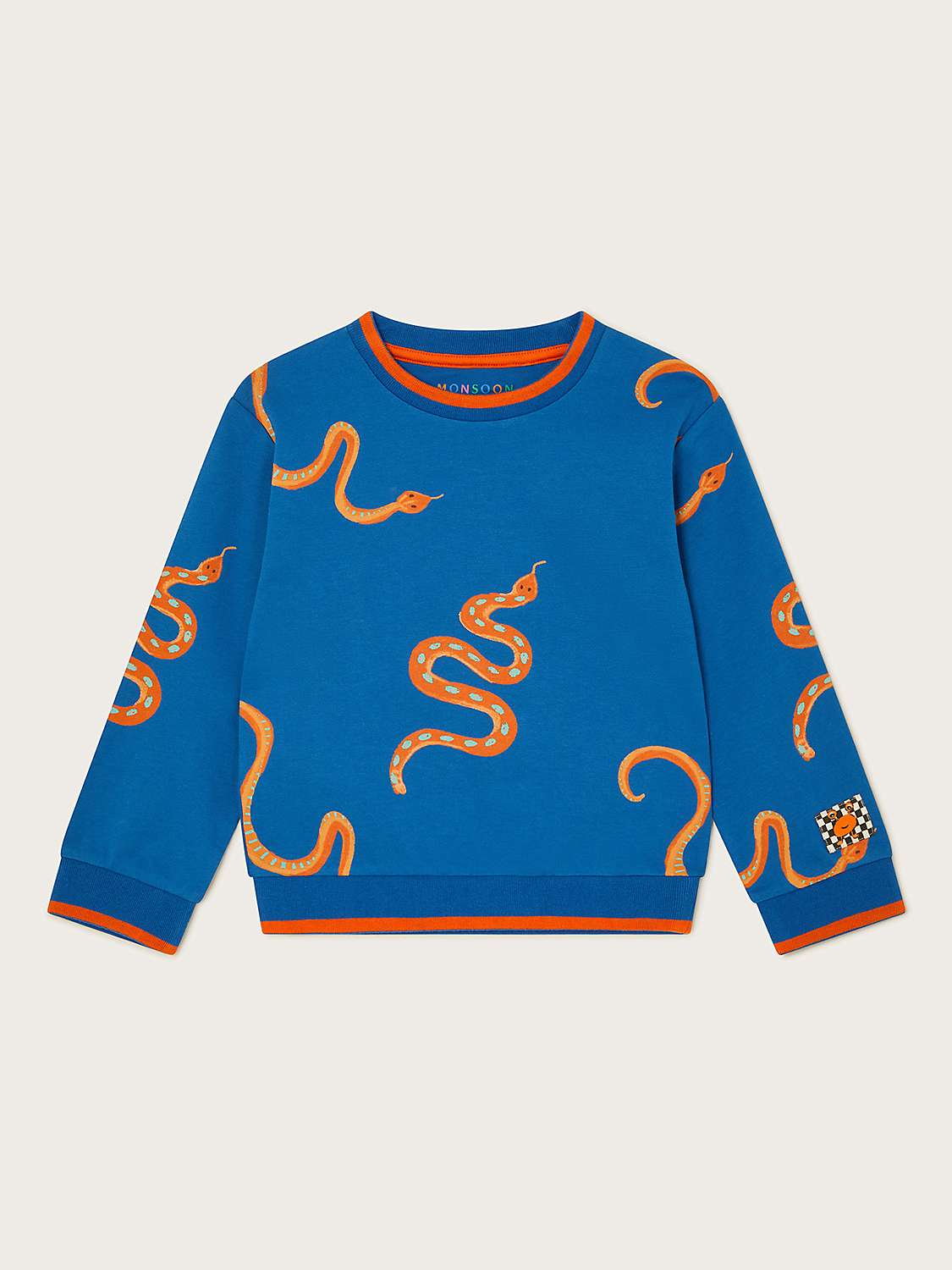 Buy Monsoon Kids' Snakes Print Ribbed Sweatshirt, Blue Online at johnlewis.com