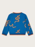 Monsoon Kids' Snakes Print Ribbed Sweatshirt, Blue, Blue