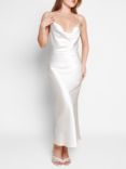 Charlotte Mills Blake Pearl Strap Slip Midi Dress, White Ivory