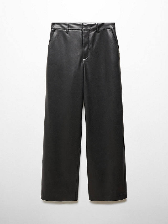 Mango Mali Faux Leather High Waist Trousers, Black