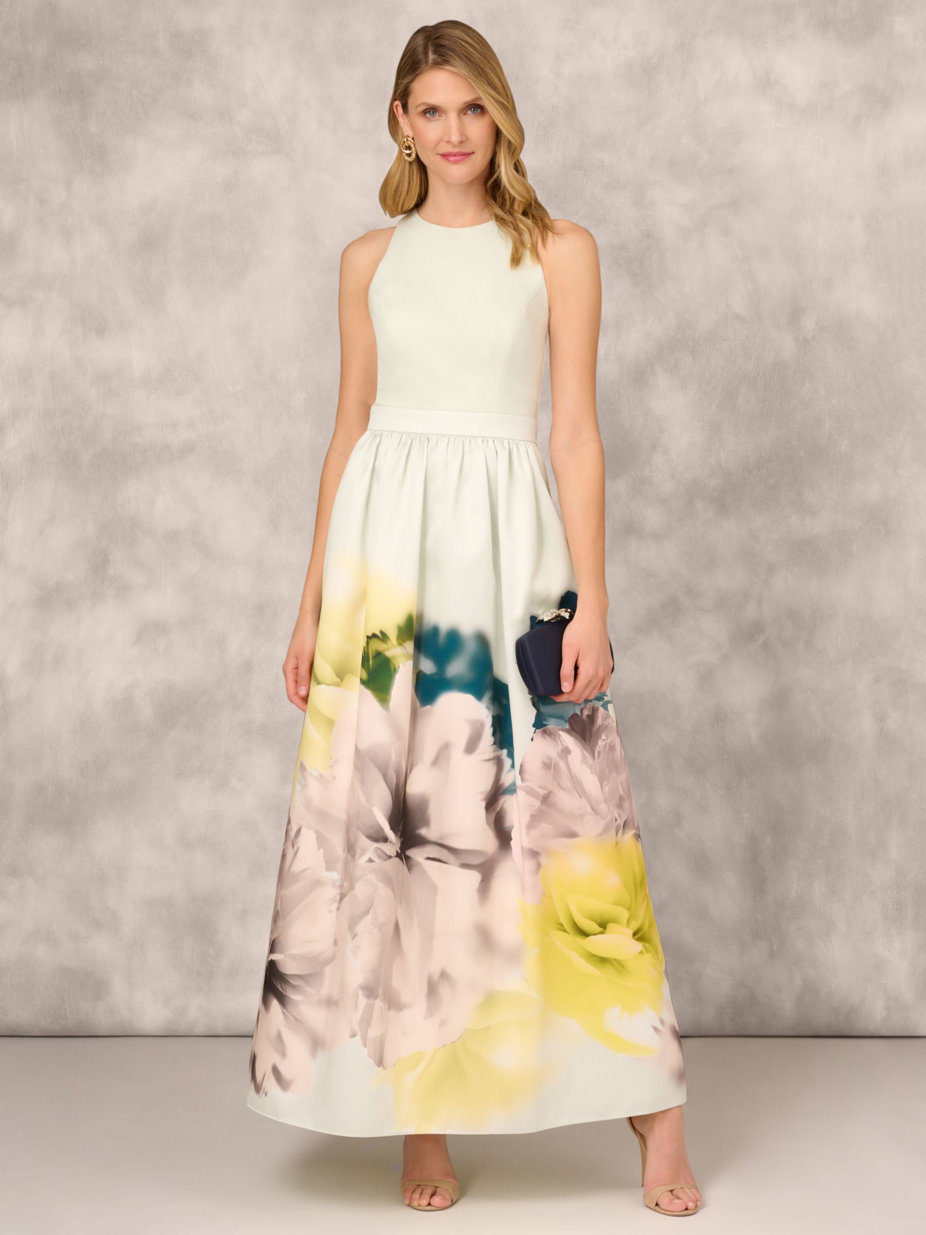 Buy Adrianna Papell Floral Print Twill Maxi Dress, Yellow/Multi Online at johnlewis.com