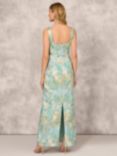 Adrianna Papell Abstract Print Metallic Jacquard Maxi Dress, Green/Multi