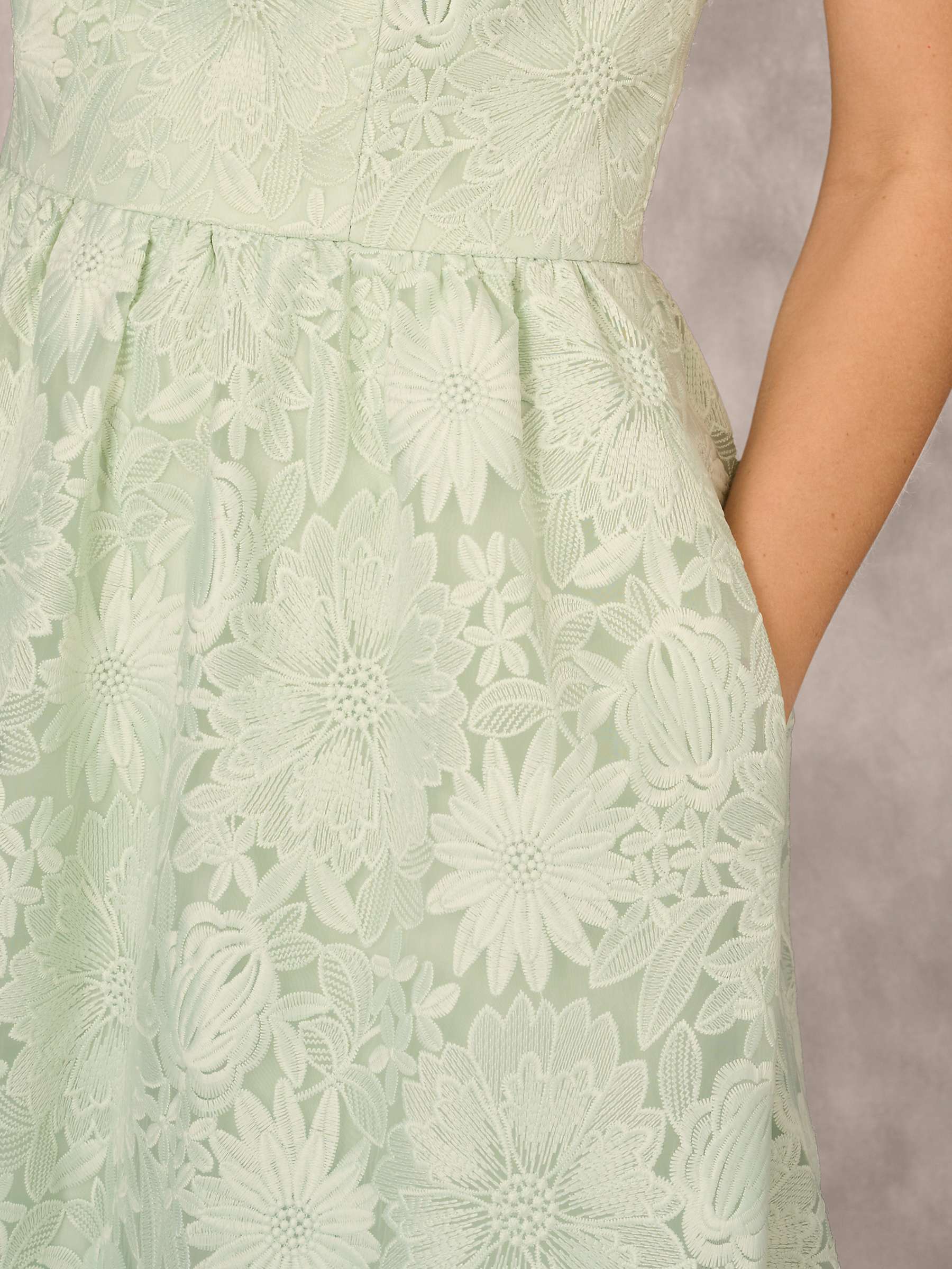 Buy Adrianna Papell Floral Embroidered Organza Midi Dress, Mint Online at johnlewis.com