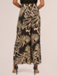 Adrianna Papell Floral Wide Leg Trousers, Black Ornate