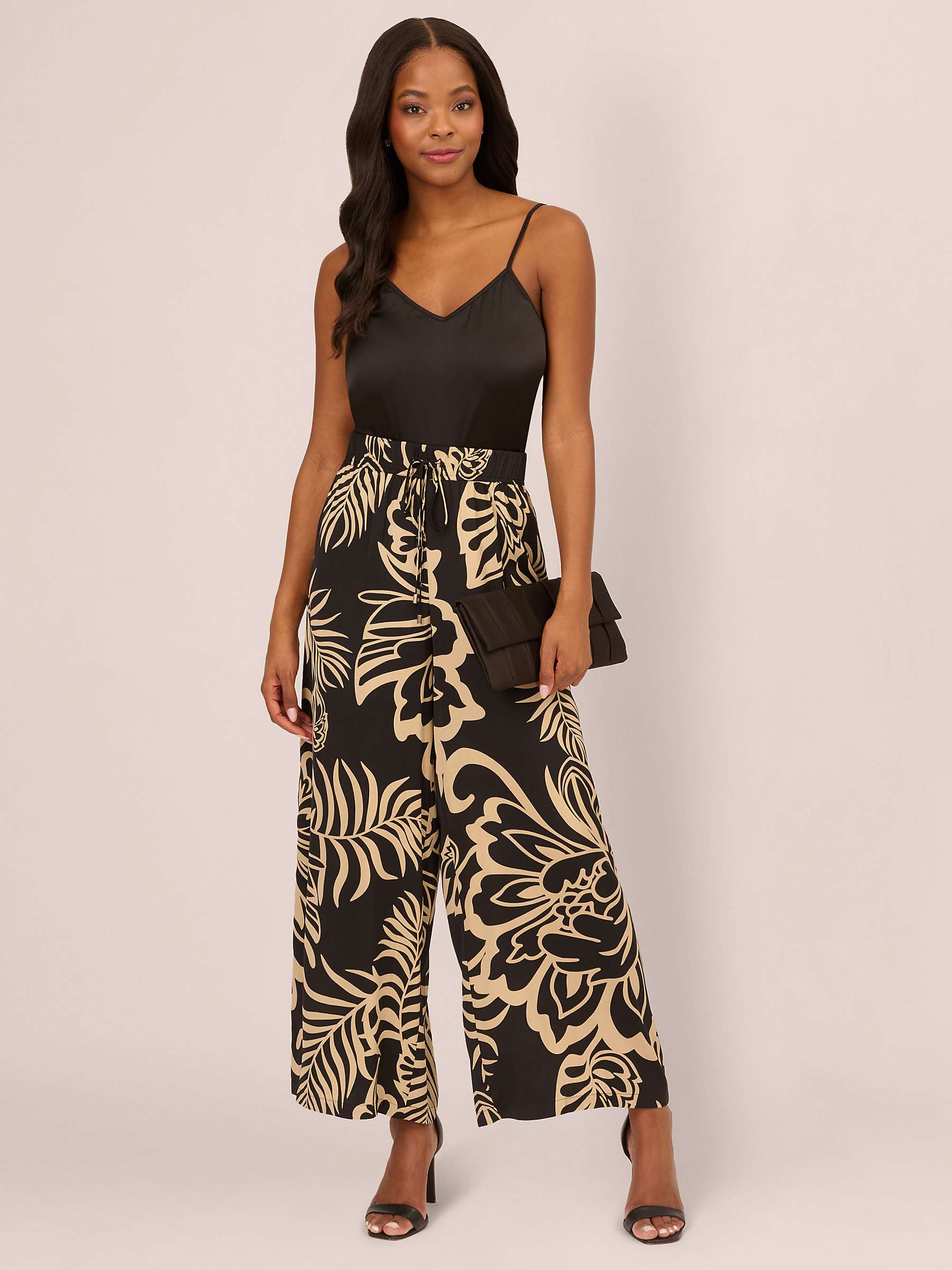 Buy Adrianna Papell Floral Wide Leg Trousers, Black Ornate Online at johnlewis.com