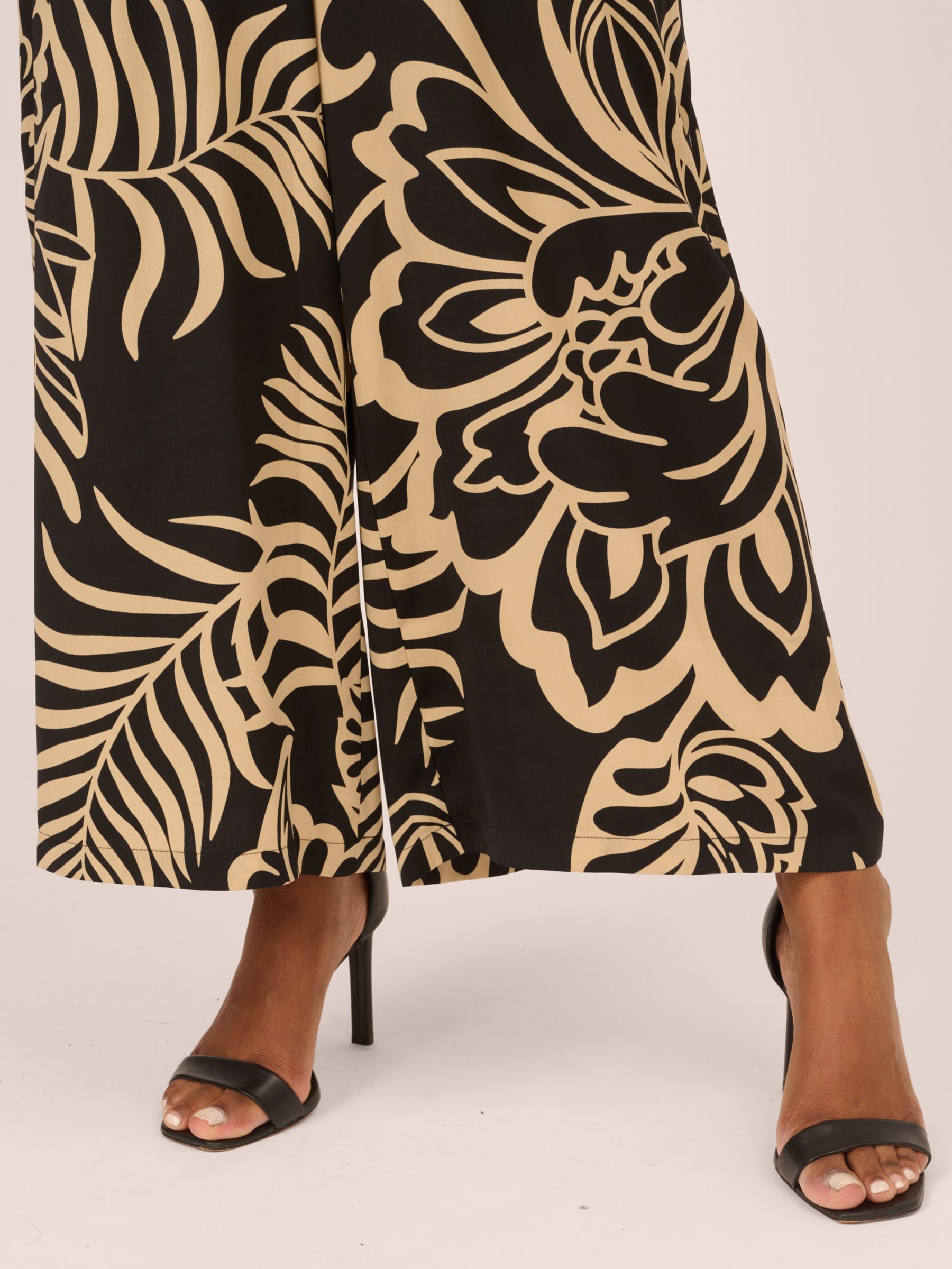 Adrianna Papell Floral Wide Leg Trousers Black Ornate at John