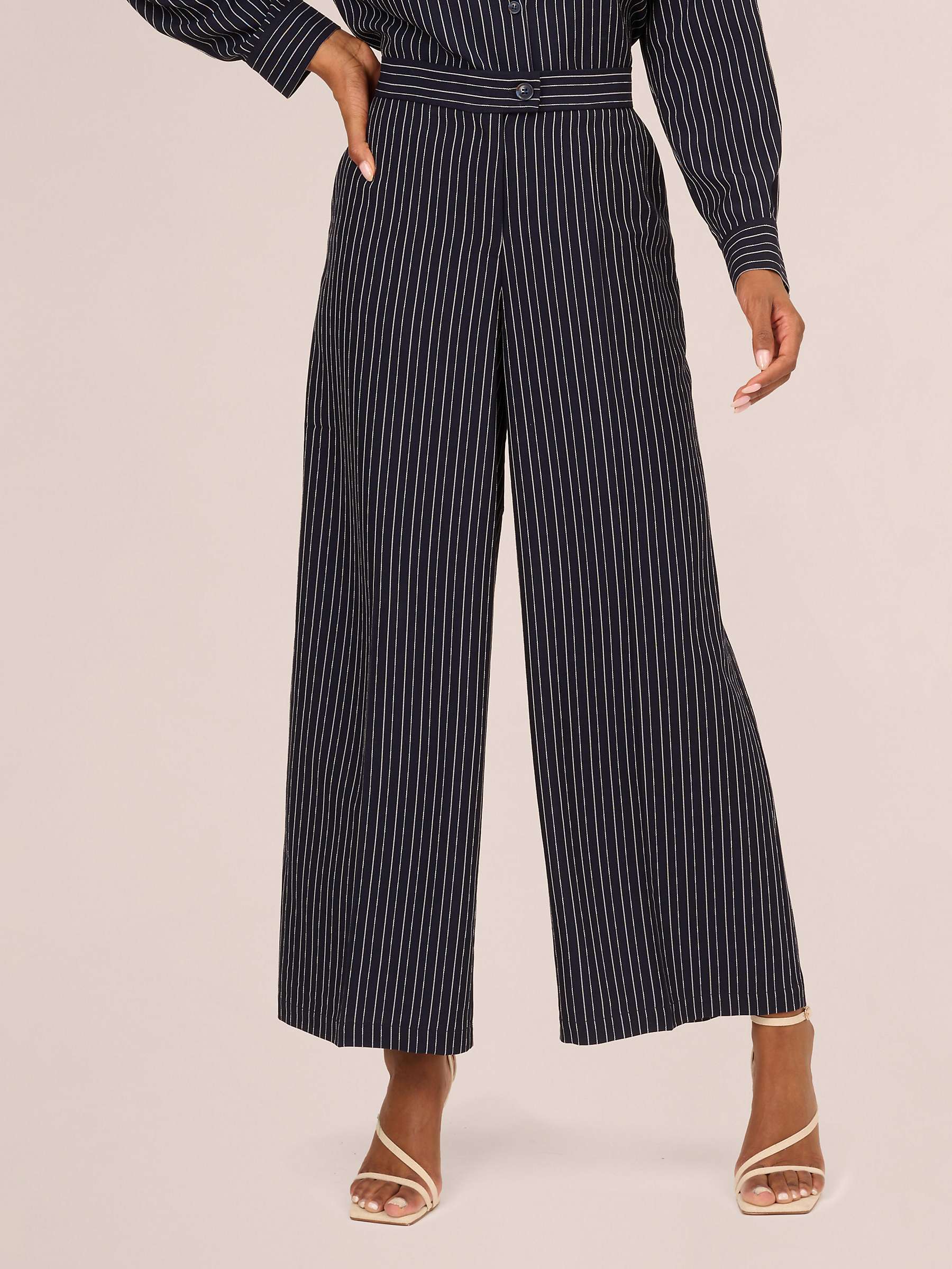 Buy Adrianna Papell Pinstripe Wide Leg Trousers, Blue Moon/White Online at johnlewis.com