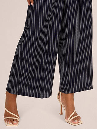 Adrianna Papell Pinstripe Wide Leg Trousers, Blue Moon/White
