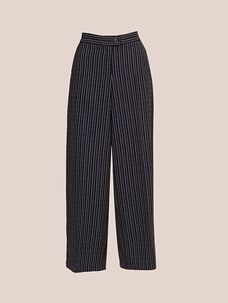 Adrianna Papell Pinstripe Wide Leg Trousers, Blue Moon/White