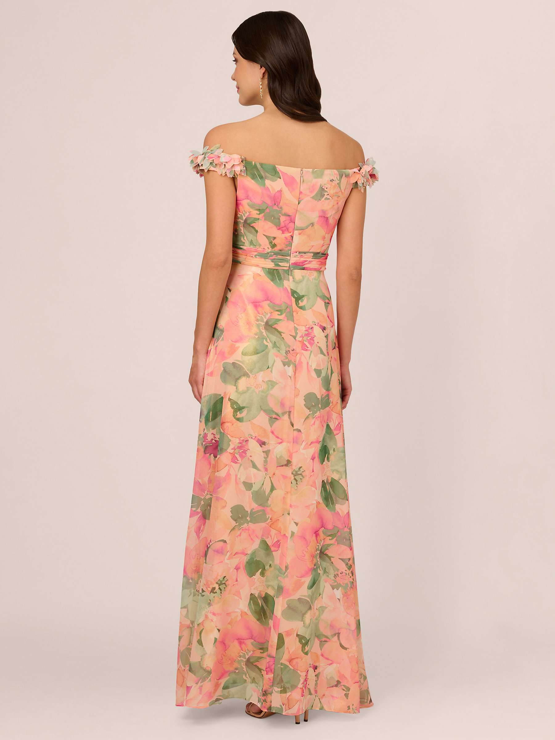 Buy Adrianna Papell Floral Chiffon Maxi Dress, Blush/Multi Online at johnlewis.com
