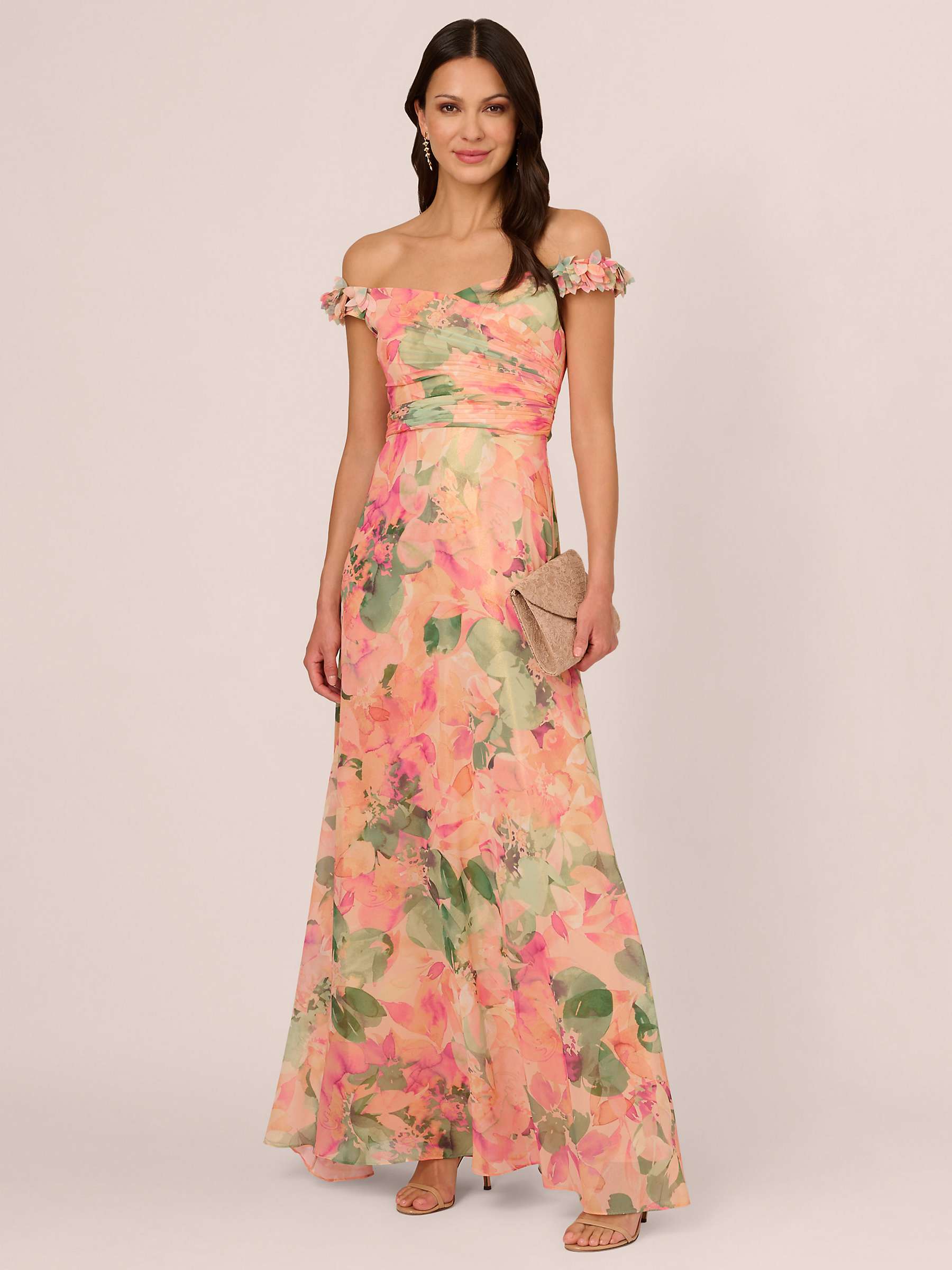 Buy Adrianna Papell Floral Chiffon Maxi Dress, Blush/Multi Online at johnlewis.com
