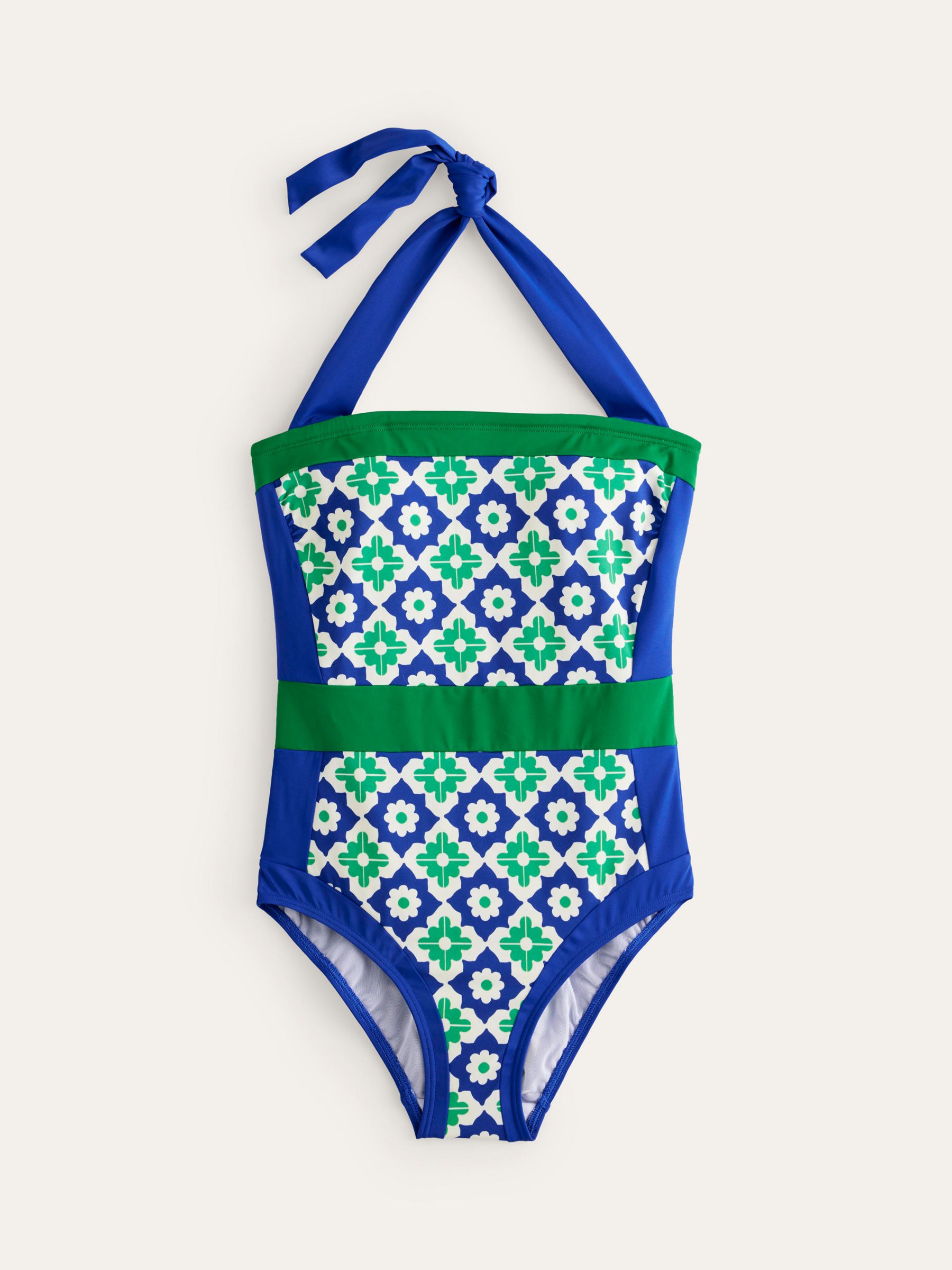 Boden Santorini Halterneck Swimsuit, Surf The Web Stamp, 18