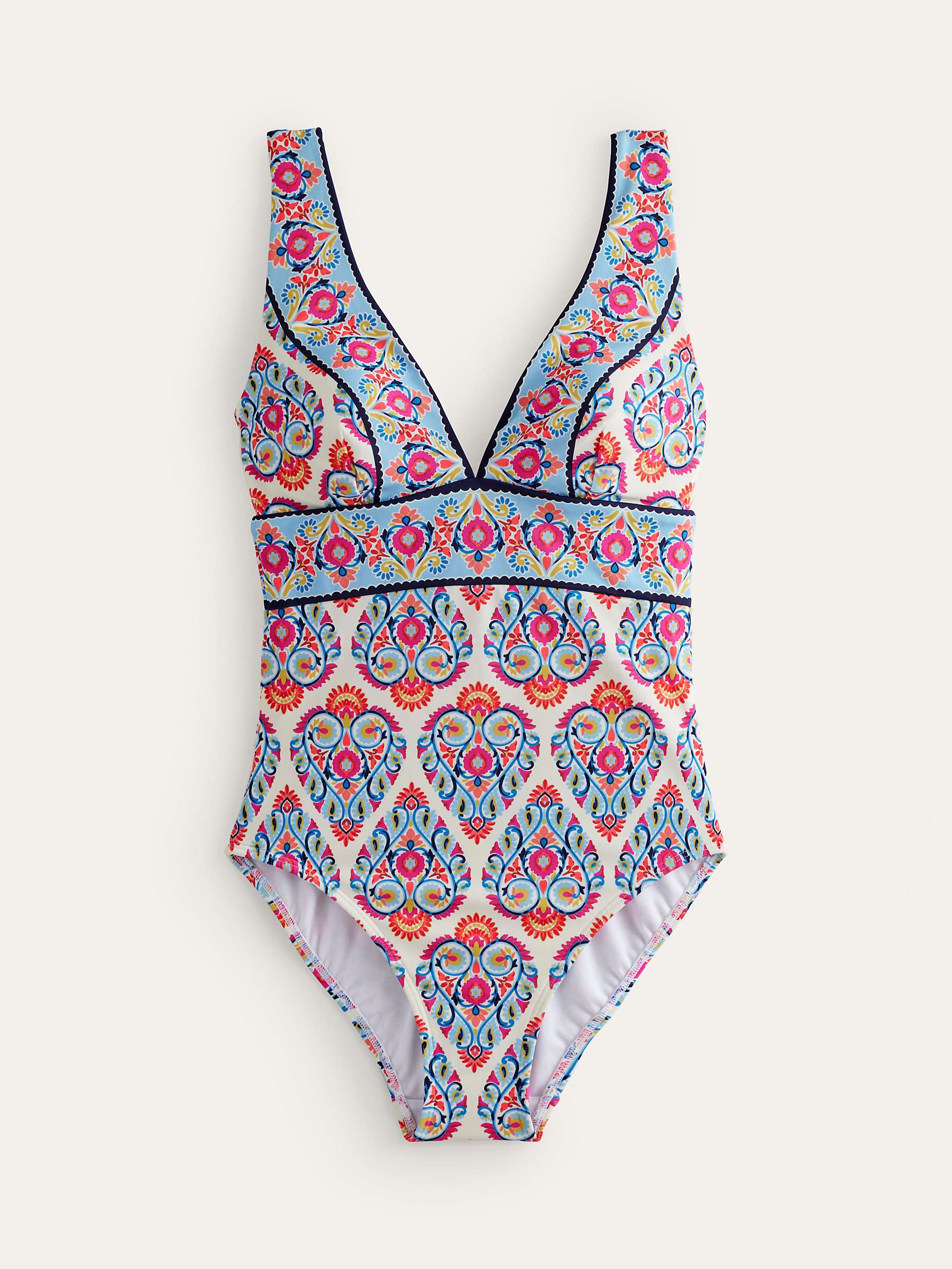 Buy Boden Porto V-Neck Swimsuit, Flora Stamp Online at johnlewis.com