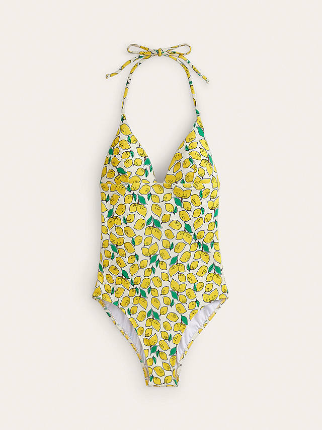Boden Symi String Lemon Print Swimsuit, Ivory/Multi