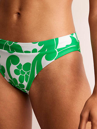 Boden Ithaca Opulent Whirl Print Bikini Bottoms, Green/Multi