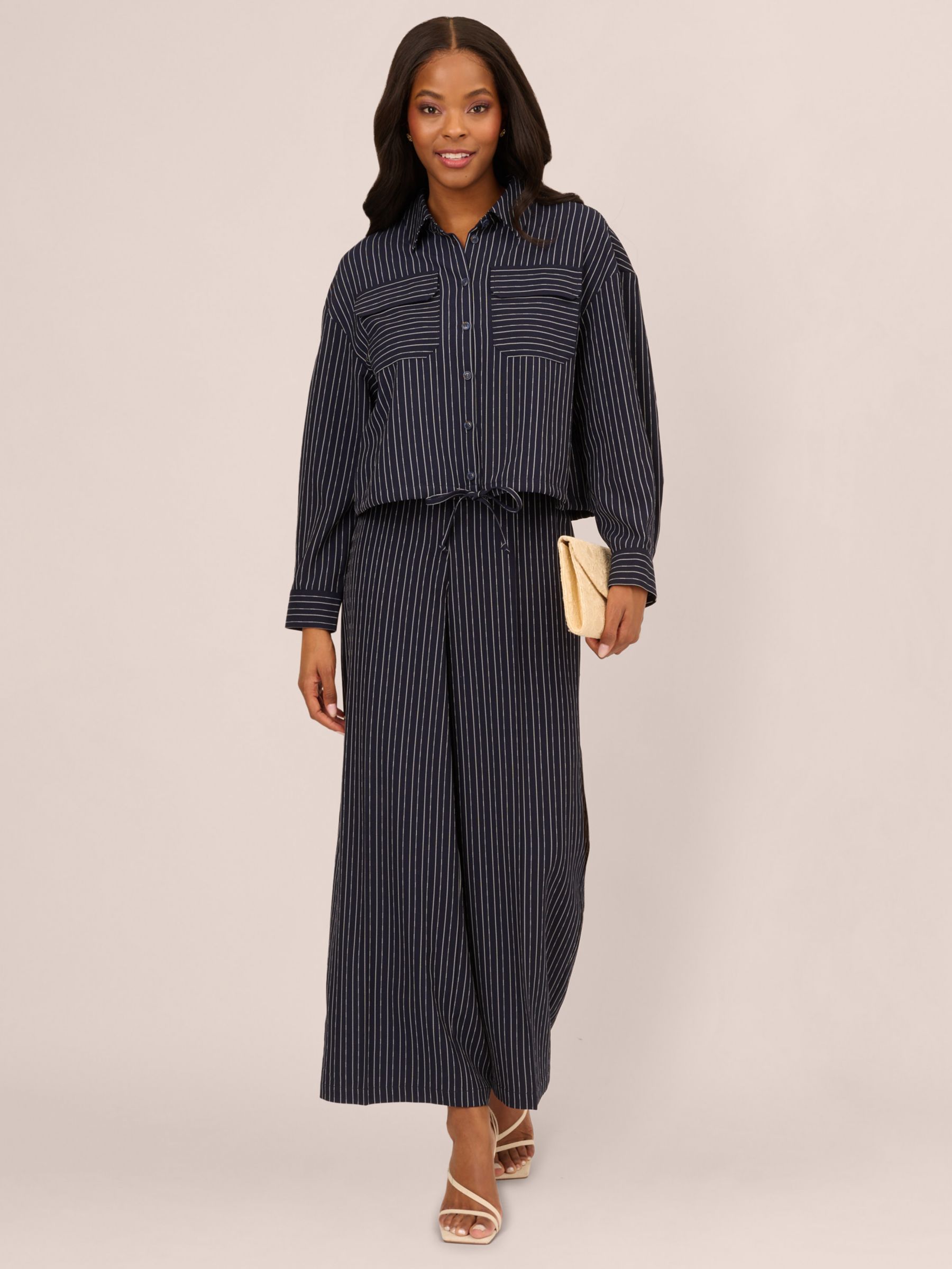 Buy Adrianna Papell Pinstripe Button Up Jacket, Blue Moon/White Online at johnlewis.com