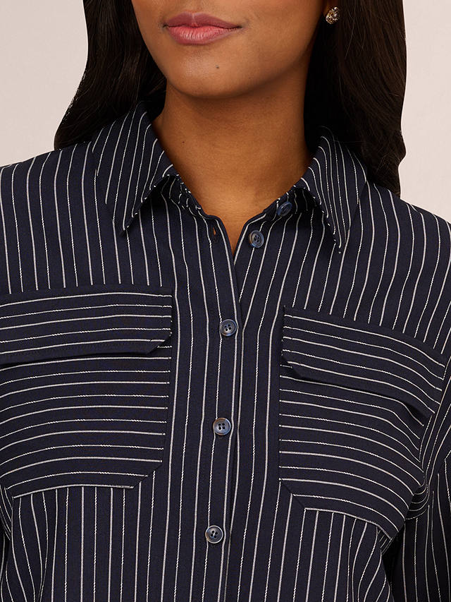 Adrianna Papell Pinstripe Button Up Jacket, Blue Moon/White