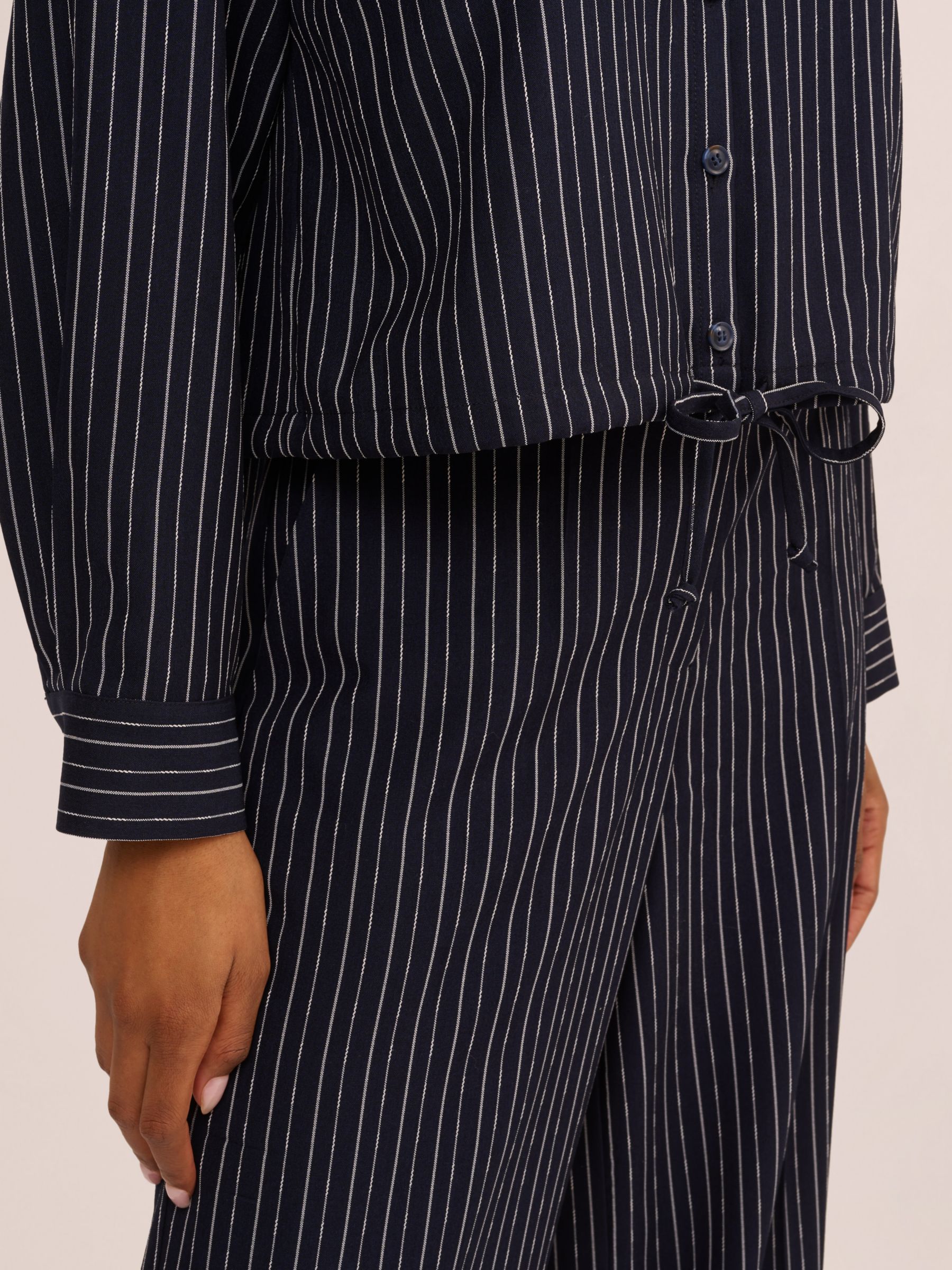 Buy Adrianna Papell Pinstripe Button Up Jacket, Blue Moon/White Online at johnlewis.com