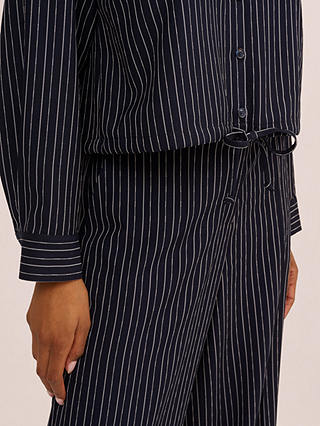 Adrianna Papell Pinstripe Button Up Jacket, Blue Moon/White