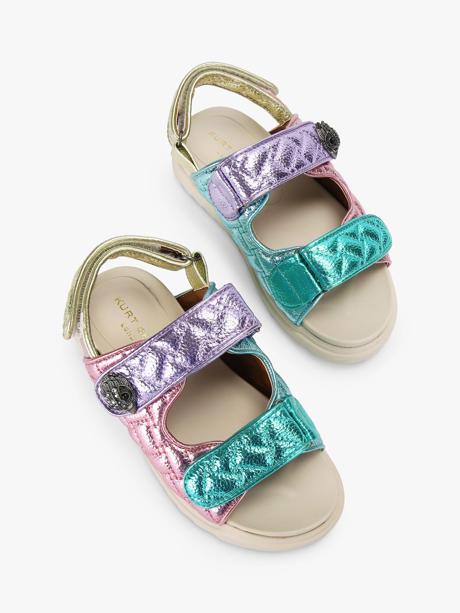 Kurt Geiger London Kids' Mini Orson Leather Sandals, Pink/Multi at John ...