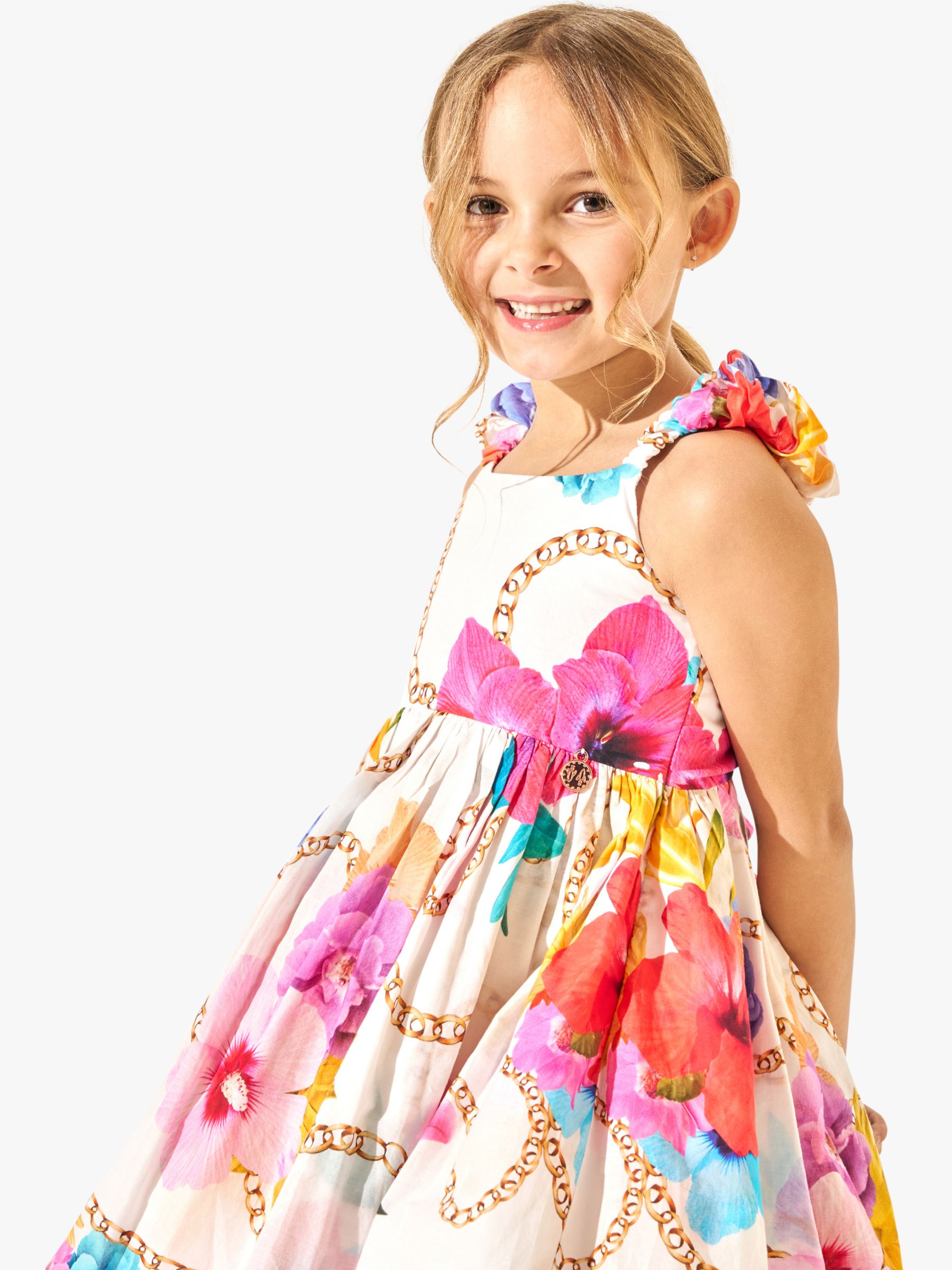 Buy Angel & Rocket Kids' Katie Tiered Print Knee Length Dress, Multi Online at johnlewis.com
