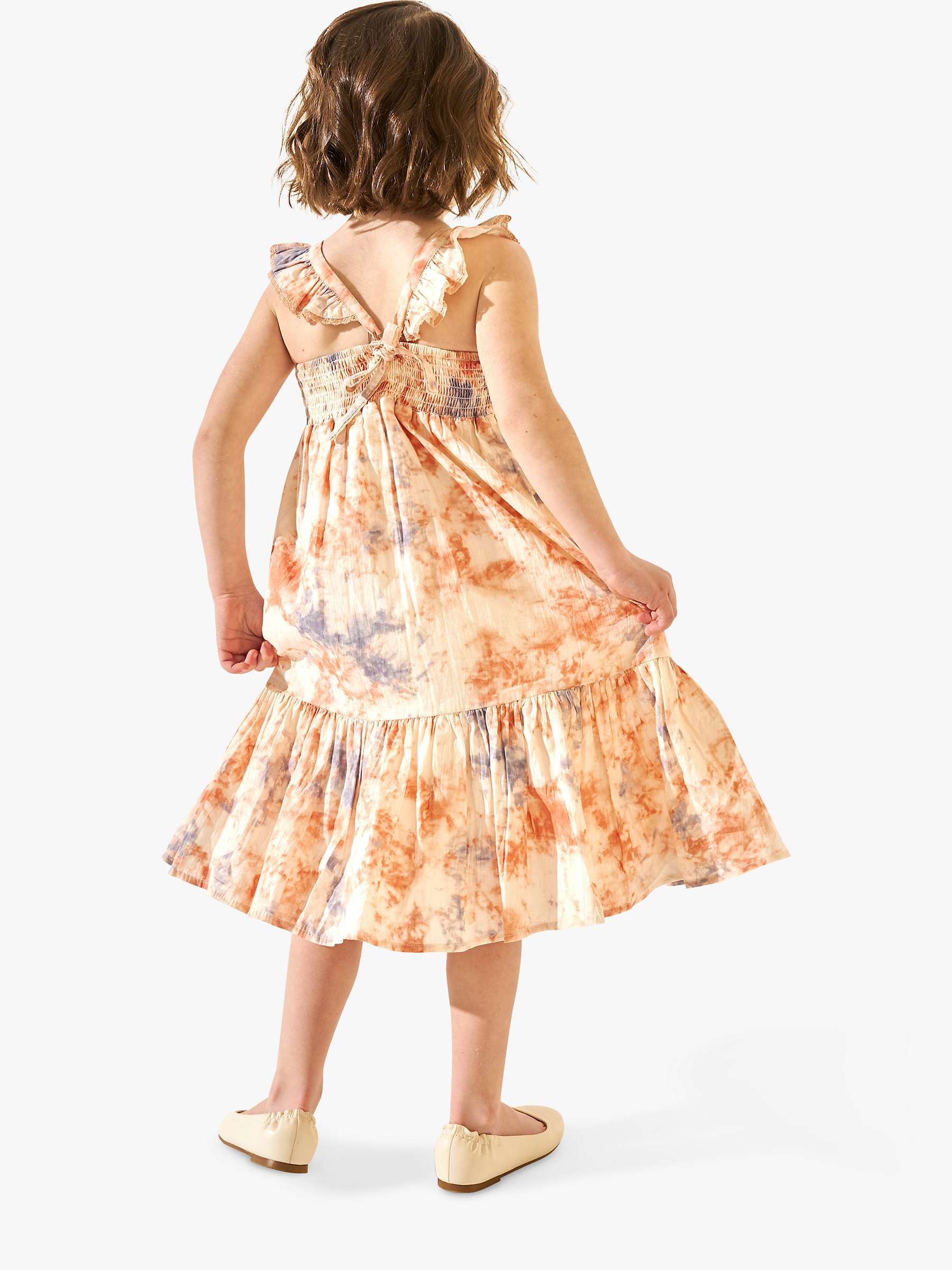 Buy Angel & Rocket Kids' April Tie Dye Tiered Dress, Orange Pastel Online at johnlewis.com