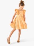 Angel & Rocket Kids' Simone Textured Ruffle Sleeve Dress, Orange