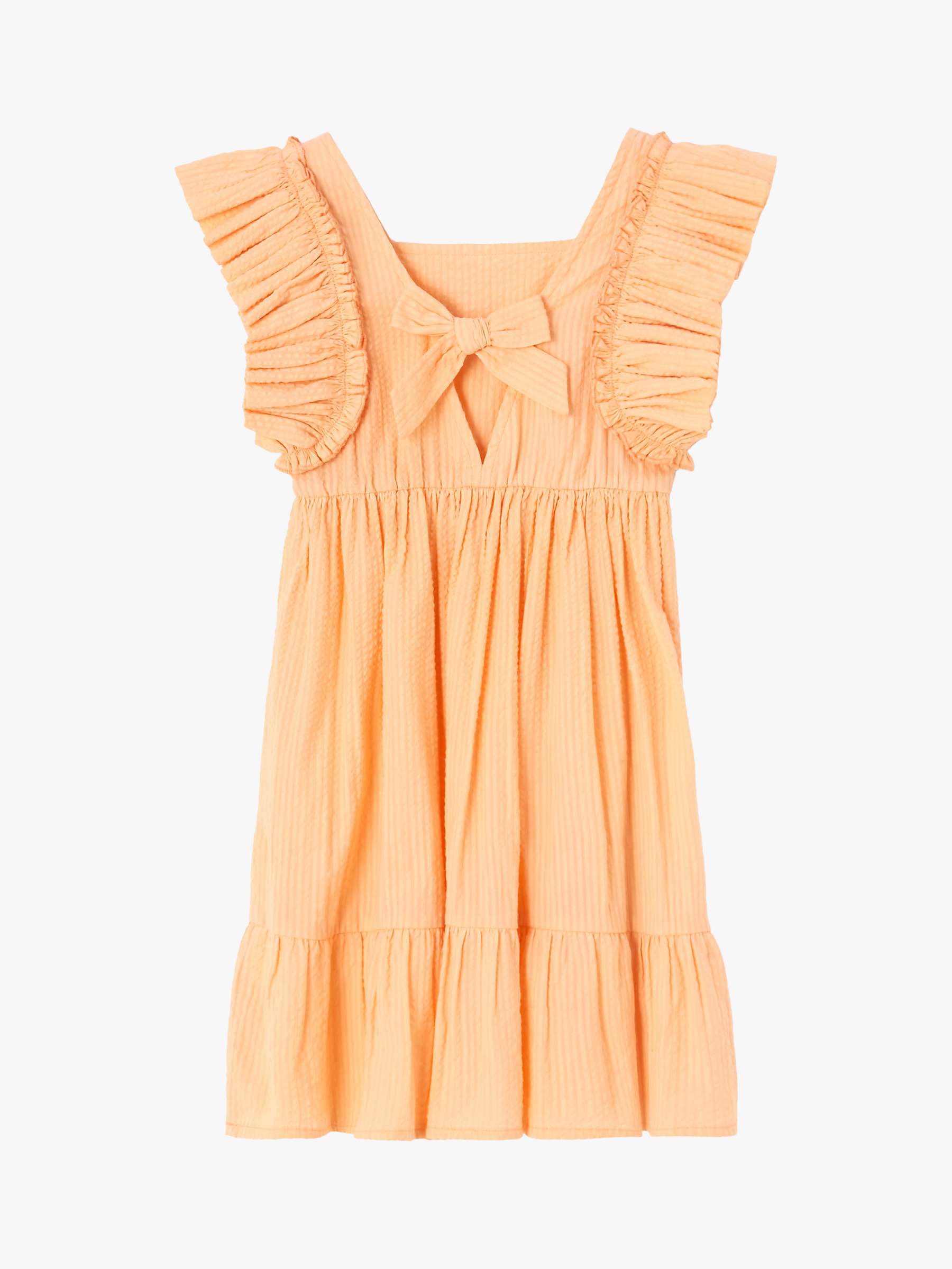 Buy Angel & Rocket Kids' Simone Textured Ruffle Sleeve Dress, Orange Online at johnlewis.com