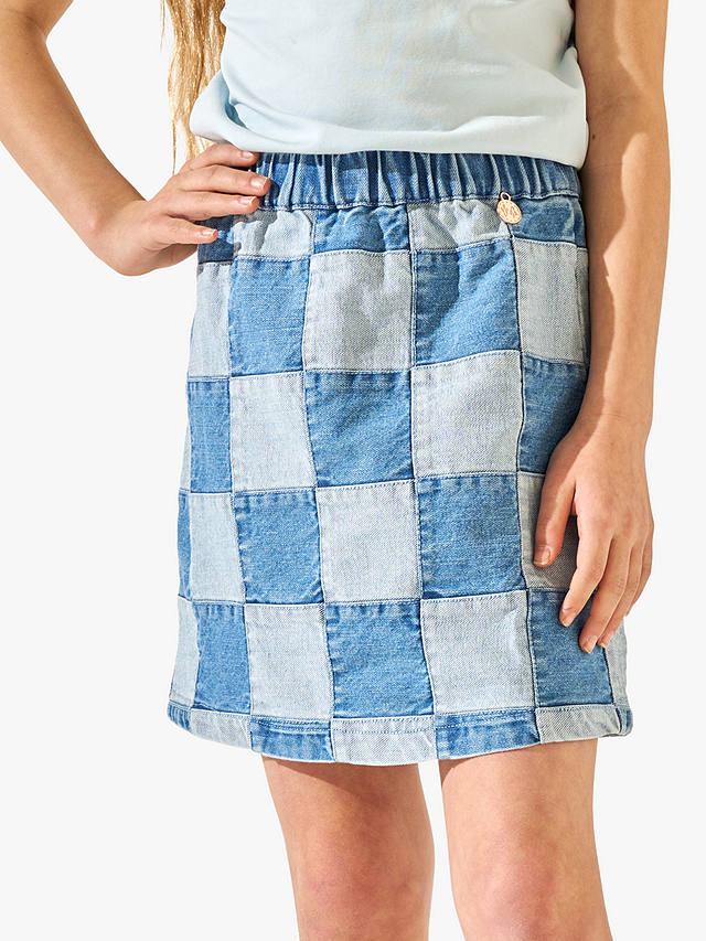 Angel & Rocket Kids' Quinn Patchwork Denim Skirt, Blue