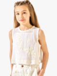 Angel & Rocket Kids' Luna Floral Embroidered Vest Top, Cream