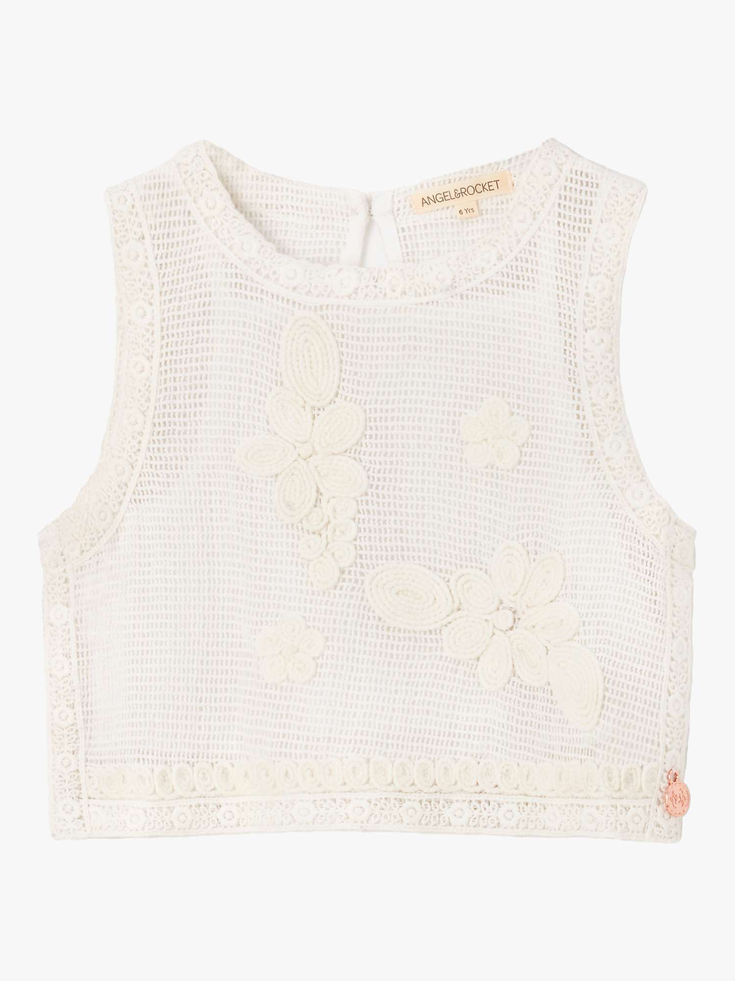 Buy Angel & Rocket Kids' Luna Floral Embroidered Vest Top, Cream Online at johnlewis.com