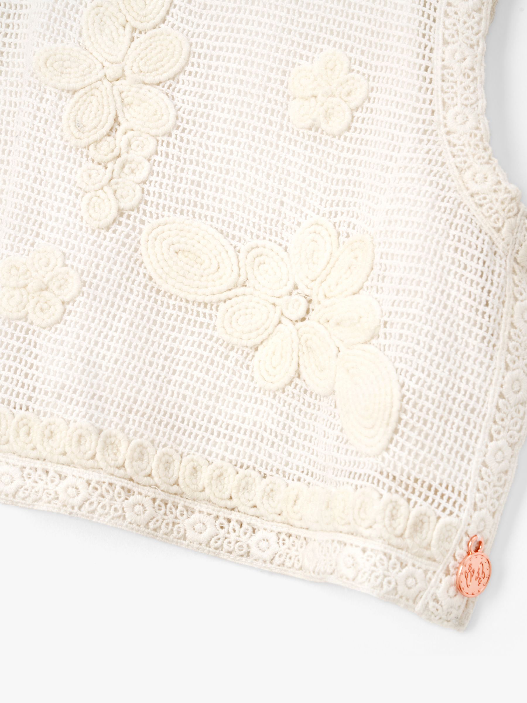 Angel & Rocket Kids' Luna Floral Embroidered Vest Top, Cream, 5 years