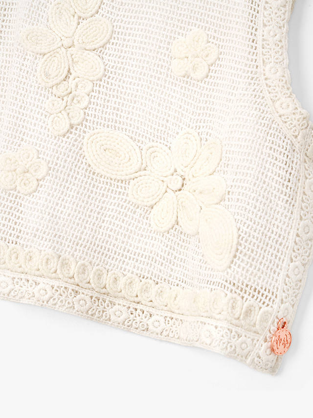 Angel & Rocket Kids' Luna Floral Embroidered Vest Top, Cream