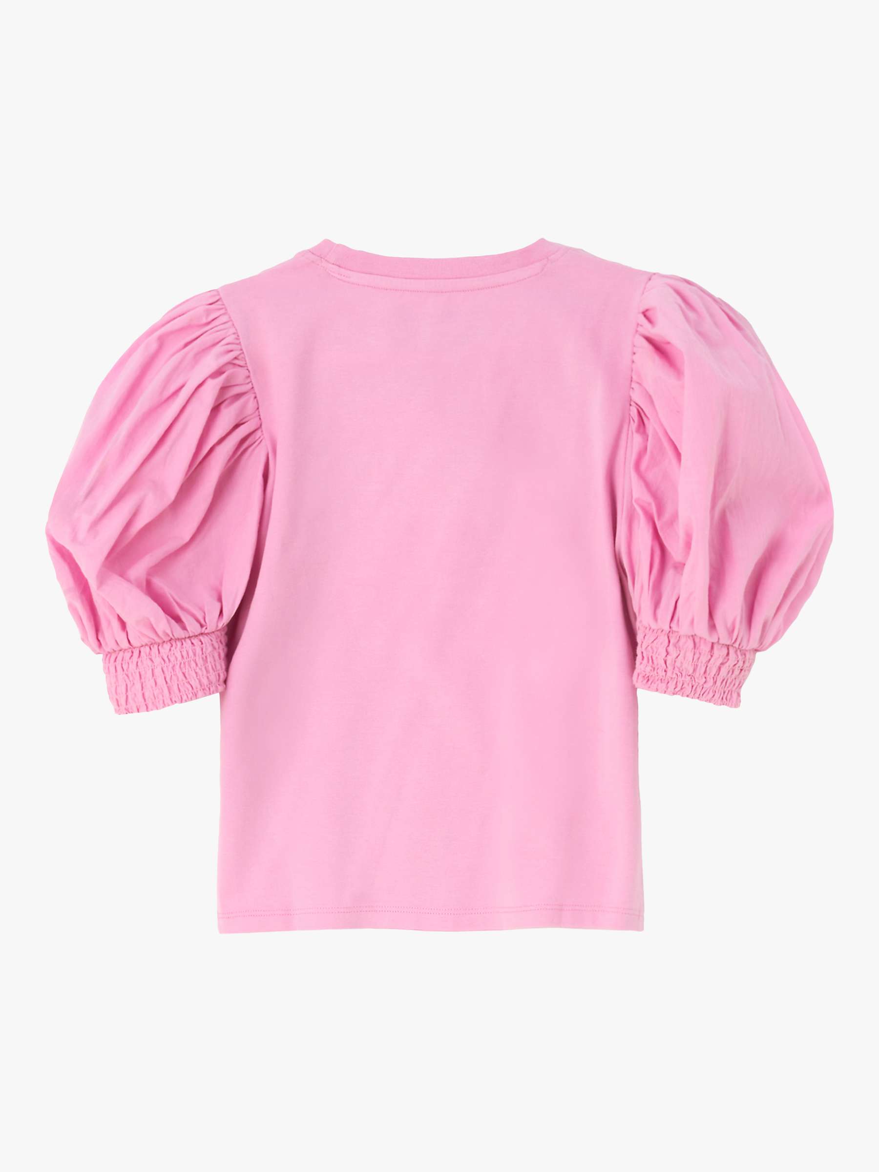 Buy Angel & Rocket Kids' Heidi Pink Puff Sleeve Love Diamante Top, Pink/Silver Online at johnlewis.com