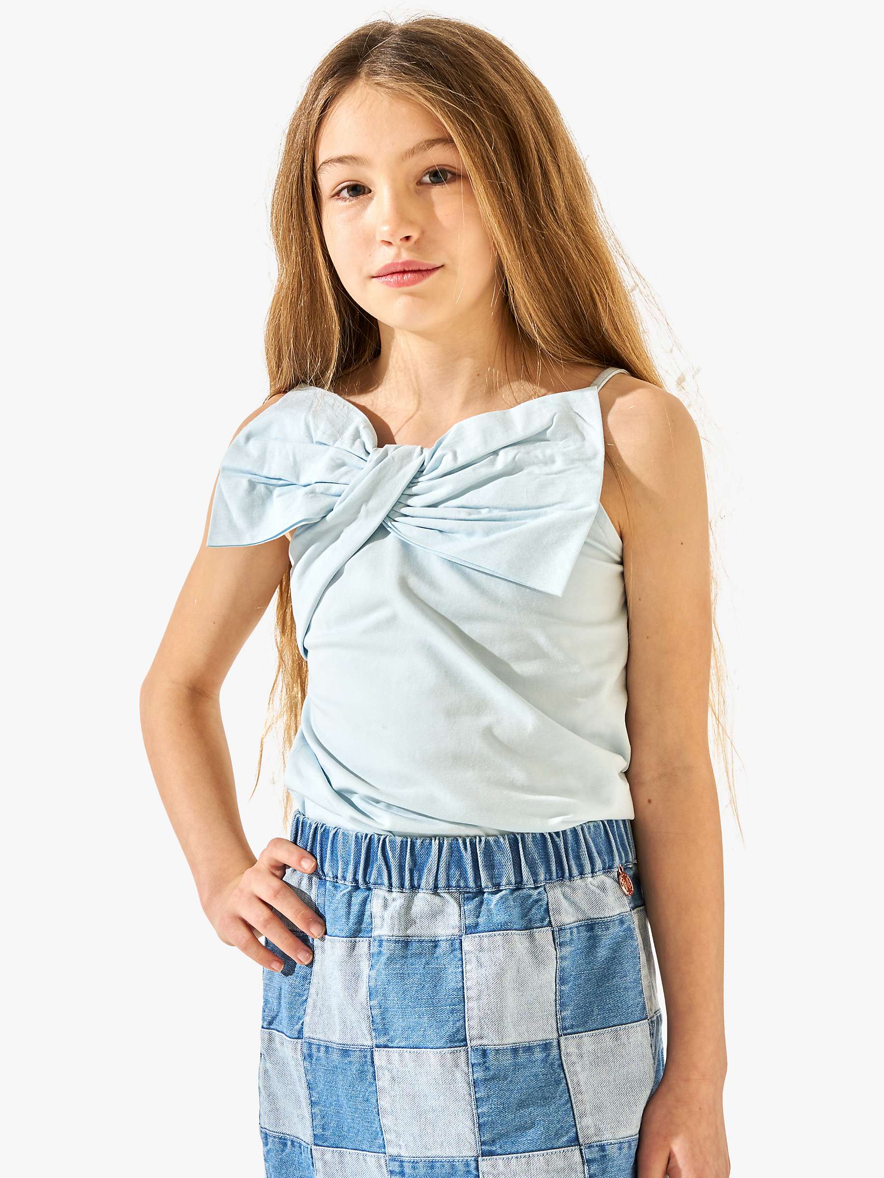 Buy Angel & Rocket Kids' Statement Bow Vest Top, Blue Online at johnlewis.com