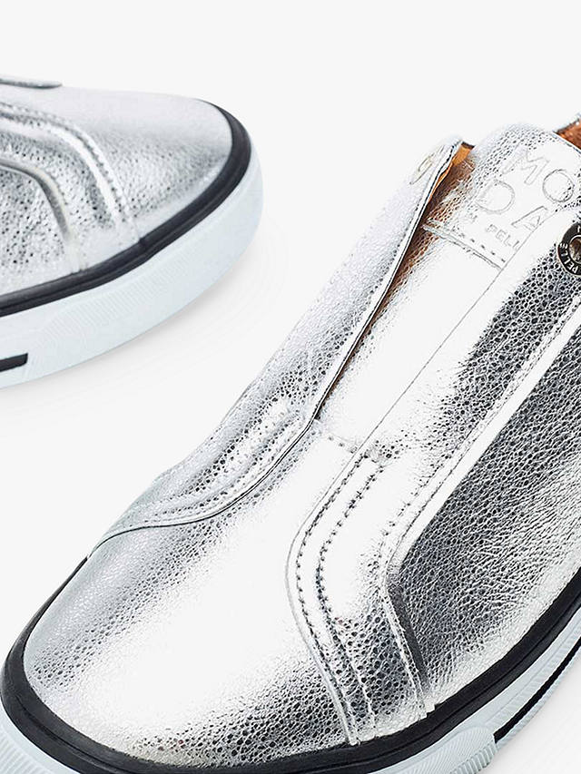 Moda in Pelle Bennii Slip-On Leather Trainers, Silver